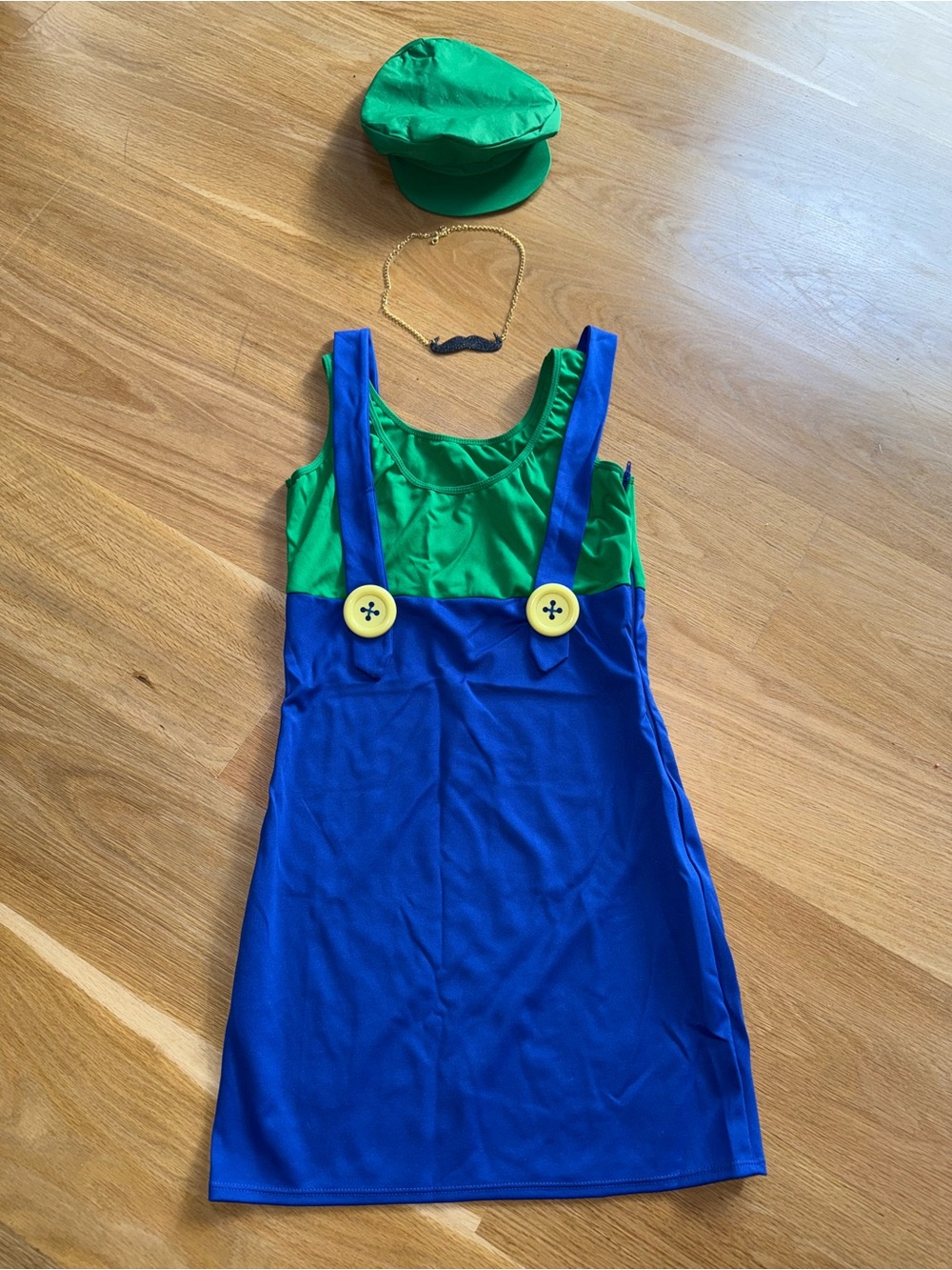 (Luigi) Green & Blue Costume Dress with Cap and Necklace